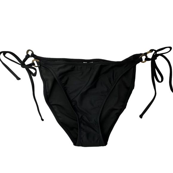 NWT J Crew Womems O Ring Curved Waist String Bikini Bottom XXL Cheeky Black - Picture 2 of 9